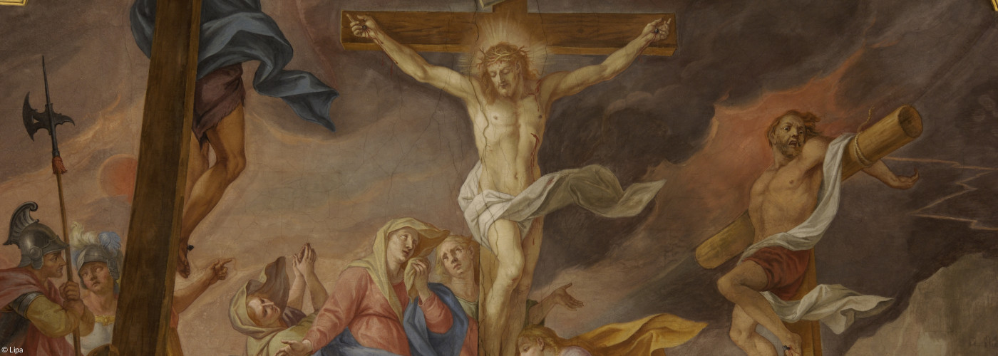 Jesu Kreuzigung | Deckenfresco in der St. Anna Kirche in Augsburg